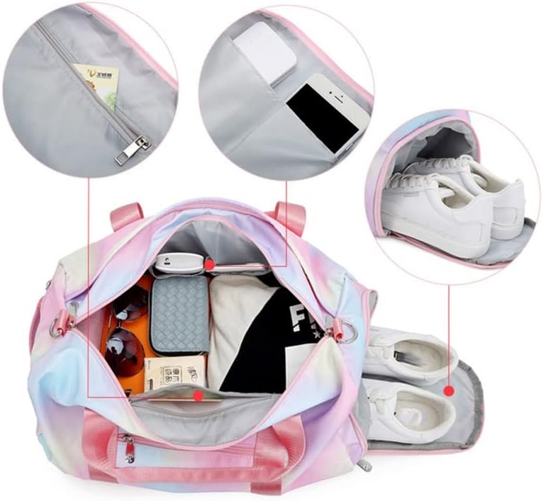 EODNSOFN Дамски Водоустойчива спортна чанта за Вода, Пътни чанти през рамо с принтом за Момичета, Платно Органайзер за съхранение на Багаж, спортна чанта (Цвят: както е ?
