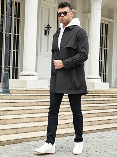 Якета OSHHO за Жените - Мъжко Однобортное палто с наклонени джобове (Цвят: черен Размер: 6X-Large)