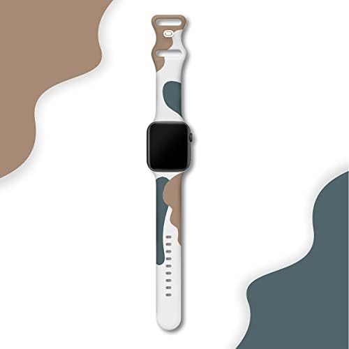 Спортен каишка, съвместима с джапанки Apple Watch 38 мм 40 мм 41 мм 42 мм 44 мм 45 мм за жени и мъже, мек Силикон Взаимозаменяеми каишка с неувядающим шарени гривни за iWatch серия 7