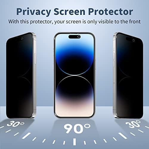 WYQLTD [2 + 2] за iPhone 14 Pro Защитно фолио за екран неприкосновеността на личния живот и обектива на камерата е Закалено Стъкло Твърдост 9H, устойчиво на надраскване и небьющ