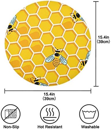 ALAZA Honey Bee Мобилни Кръгли Салфетки, Определени от 1 Моющегося Кръгла Подложка за маса за Хранене Ресторант Кухня Начало