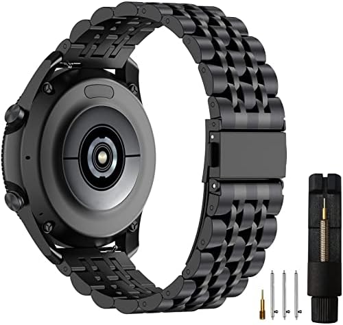 EZMVZKU 22 мм Galaxy Watch 3 45 мм Быстросъемные Метални въжета, Съвместим с Samsung/Garmin Venu 2/Forerunner 265/ Amazfit GTR 4, Бизнес въжета от неръждаема стомана за мъже с по-голям запястьем