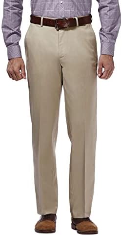 Мъжки панталони Haggar Премиум-клас No Желязо Каки Класически намаляване с разширяващата се талия и плосък предната