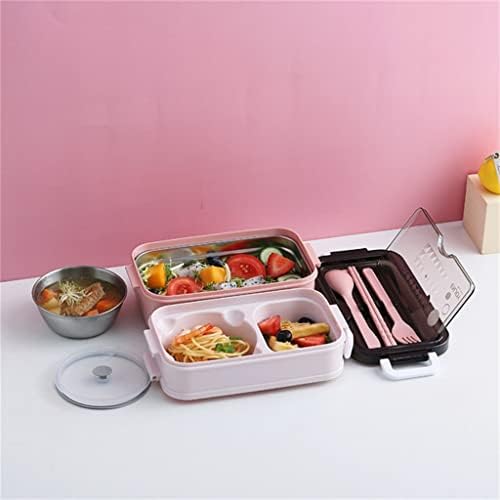 GENIGW 304 Обяд-Кутия от Неръждаема Стомана Bento Box за студенти, Офис работници, 2 слой, Контейнер за затопляне в микровълнова фурна за обяд (Цвят: сив, размер: 22 * 13 * 11.8 см)
