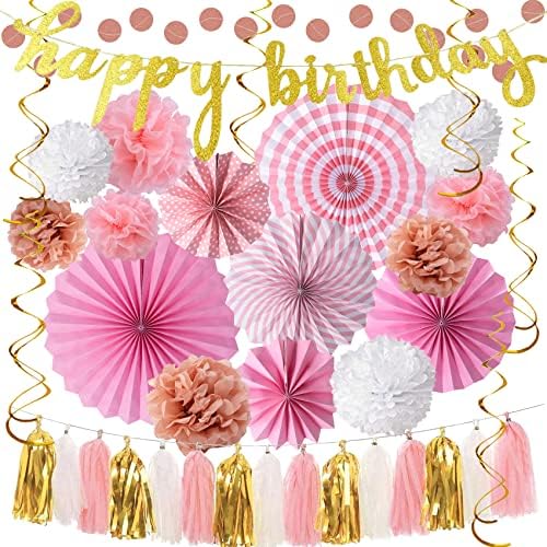 Huryfox Розови Украса за Партита, Декорация за Рожден Ден, Аксесоари за жени и Мъже, Фиеста, с Преливащи се цветове Многоцветни