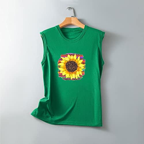 Лятна Риза за жени, Дамски Ризи с Принтом Семки, Хубава Графика Тениска с кръгло деколте Без Ръкави, Секси