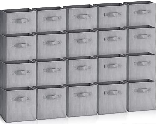 Сиви Кубове за съхранение на 11-Инчови Кубични Кутии за съхранение Сгъваеми Тъканни Кубчета за съхранение с Двойни дръжки