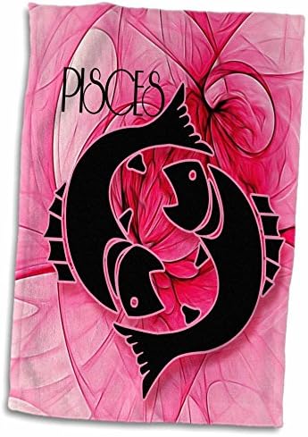Кърпа 3D Rose Lady Pisces в розово-черните завитках Зодиака Collection TWL_204557_1, 15 x 22, Многоцветное