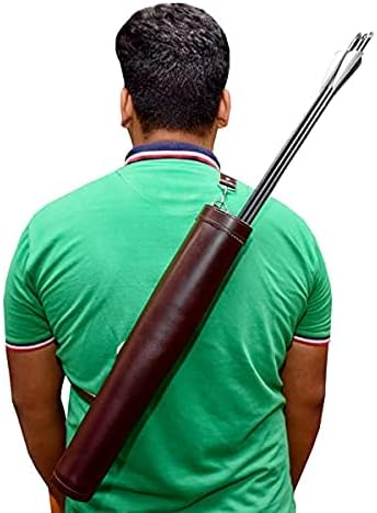 Титуляр Стрели от естествена Телешка кожа, за Младежка Стрелба с Лък, Лента за носене през Задния Колчан|Регулируеми