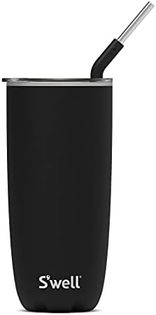 Чаша от неръждаема стомана S ' well с соломинкой - 24 течни унции - Оникс - Трехслойные контейнери с вакуумна изолация Запазват студени напитки в продължение на 18 часа, г?