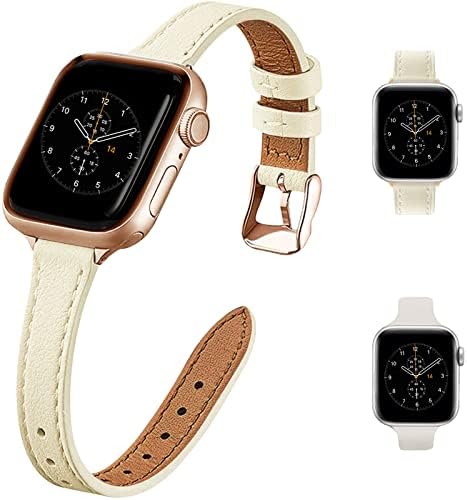 Кожена каишка за часовник VNTOV за жени, който е съвместим с каишка на Apple Watch 38 мм 40 мм 41 мм 42 мм 44 мм 45