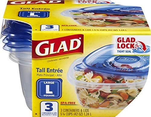 Високи контейнери за съхраняване на супи Glad GladWare | Големи Квадратни контейнери за продукти могат да се настанят до 42
