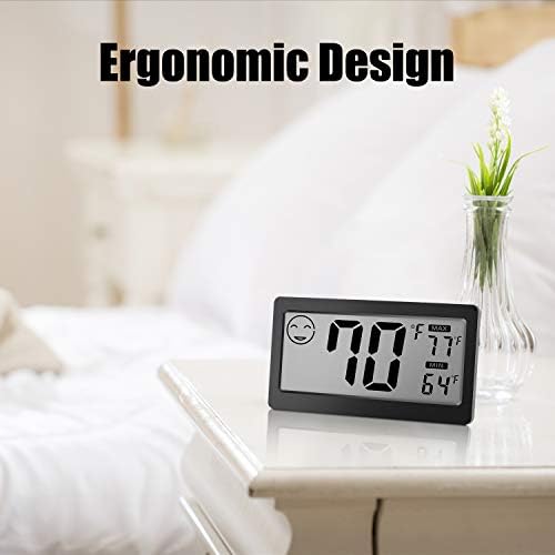 JLENOVEG Дигитален Термометър-Влагомер за стая, Дисплей за температура и Влажност с 3,3-инчов LCD Дисплей, Тенис