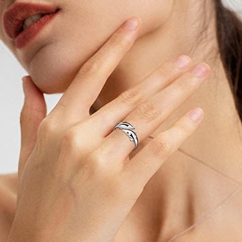 2023 Ново Луксозно Бижу Пръстен Love Rings Модни Дамски Посребрени Халки с двоен отвор във формата на Делфин, Регулируем Пръстен на Пръста си, Подарочное Годежен пръстен,