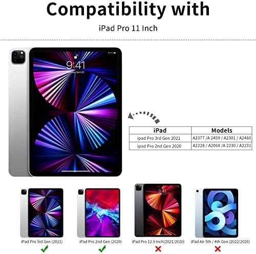 Хибриден калъф kenke за iPad Pro 11 инча 4-ри/3-ти /2-ро поколение 2022/2021/2020, 2 в 1, Магнитна Подвижна Въртяща