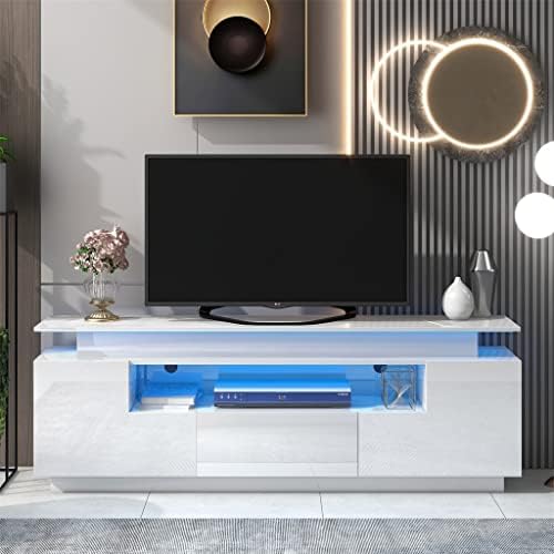 Практичен Телевизионен шкаф SEASD с led подсветка, меняющей Цвят, Универсален Развлекателен Център, Гланц Телевизионен