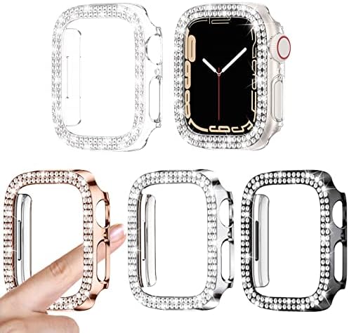 4 Опаковки Goton за Apple Watch Серия 6 5 4 SE, калъф-броня 40 мм, Женски Защитен калъф с кристали и пайети за iWatch,