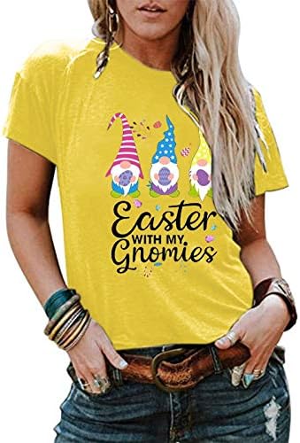 Великден Тениска за Жени, Разноцветни Ризи с Писмото Принтом Яйца, Тениски с Кръгло деколте и Къс Ръкав, Потници 2023, Летни