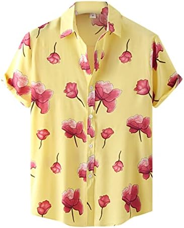 ZDDO Мъжки Хавайски Ризи С Къс ръкав Копчета, Лятна Ежедневни Риза С Флорална Принтом, Отложной Свободен Приятелка, Плажни Върховете