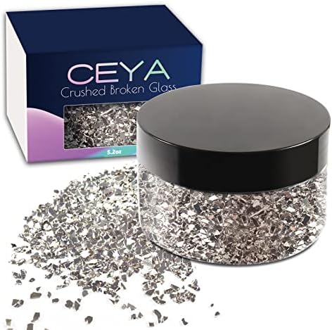 Късчета кристал бележчица Ceya, 5,3 унции / 150 грама Сребърни Блестящи Парчета от Смачкани Стъкло, Метални Нередовни Пайети,