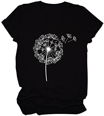 Sunidol/ Дамски Лятна Тениска с Флорални принтом под формата на Глухарче, Ежедневни Мека Тениска с кръгло