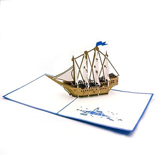 Всплывающая Картичка Liif Set Sail Кораб на 3D С Поздравлением за Деня на Бащите, На Всички Случаи на живота, Писма,
