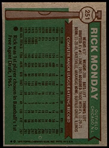 1976 Topps 251 Рик Понеделник Чикаго Къбс (Бейзболна картичка) EX Къбс