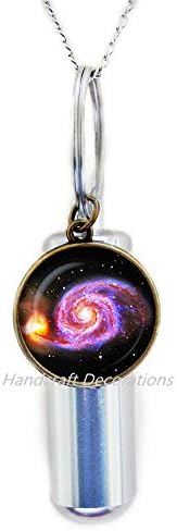 Украса ръчно изработени Стъклена УРНА Whirlpool Galaxy.Колие от урна за кремация Мъглявината Космос.Бижута от Космоса,