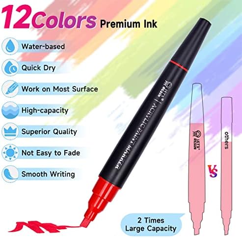 Акрилни маркери LET ' S RESIN 12 цвята, 3 дюзи за Многофункционални материали писалки с мастило с голям капацитет,