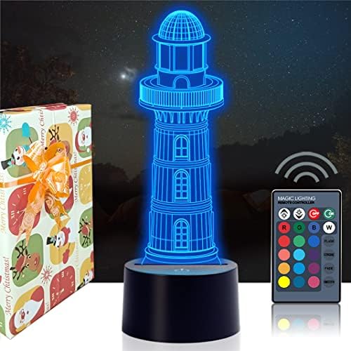 Urwise 3D Ночники с оптична илюзия на Фара, 3D Лампа Фар 16 Цветови Вариации, Интелигентна Сензорна бутон USB