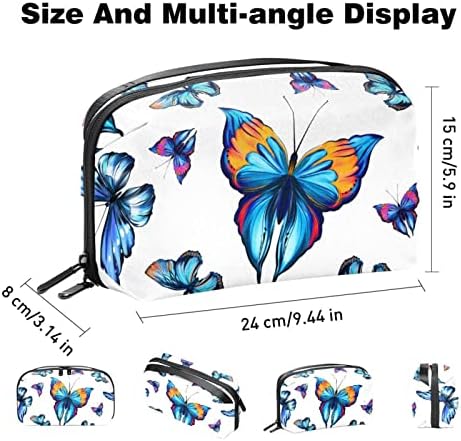 Красив Органайзер за електроника в тропически дизайн със синя Пеперуда, Водоустойчива Чанта за съхранение на