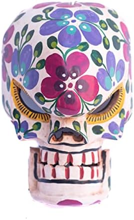 Гватемальское Народно изкуство-ръчно изработени, Светло-Розова Маска Скелет денят на мъртвите 4,5 х 6 х 9 см