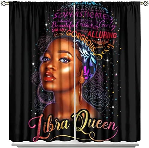 БЕЗ Африканските Завеси, Вдъхновяваща Красива Черна Завеса за Момичета, Детски Плътни Завеси за Дома, Спални, Вечерни Украса на стени, Комплект от 2 Панели 42x63 инча