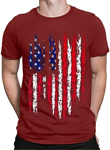 Нова мъжка Тениска с Флага на Деня на Независимостта 2023, Ежедневни Мек и Удобен Памучен Тениска с Малко Принтом и Кръгло