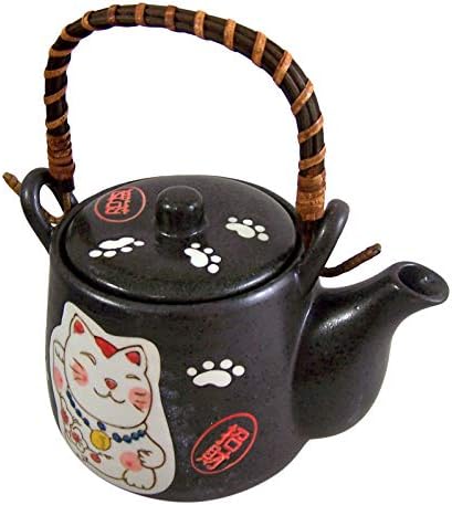 Японски Бял Чайника Лъки Cat Чайник с 4 Чаени Чаши без Дръжки Подаръчен Комплект