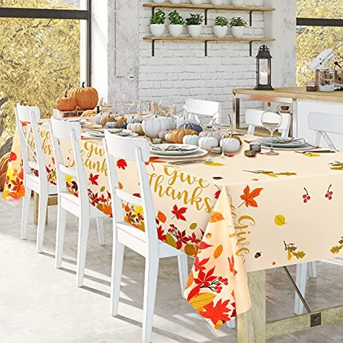 Комплект от 3 теми, Покривки за маса с есента листа за украса на парти в чест на Деня на Благодарността, Покривки Благодарете,