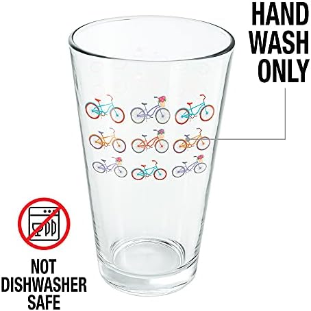 Велосипеди и велосипеди модел, Пинтовый чаша е 16 унции, Закалено стъкло, Печатен дизайн и Идеален подарък