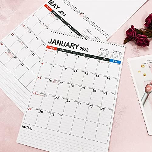 Стенен Календар Kyweel 2023-2024, Януари 2023-юни 2024, 17 x 12, С подсветка празници, Календар за планиране, Плътна