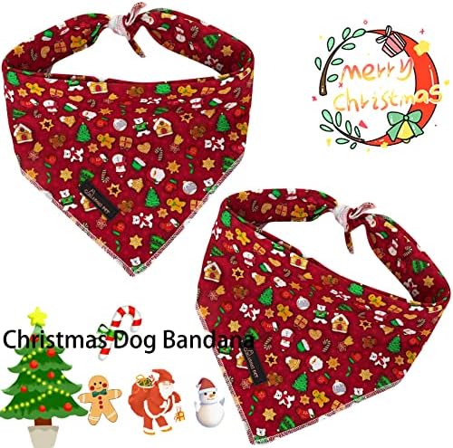 ARING ПЕТ Коледна Кърпа за Кучета - Сладки Червени Кърпи за Кучета, Удобен Празничен Шал за Кучета, Памучни Триъгълни Престилки
