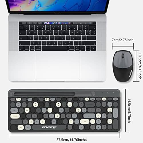Комплект безжична клавиатура и мишка FOPETT 2,4 Ghz с държач за телефон - Компактна клавиатура в пълен размер