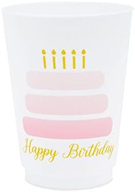 Искрящите чашки за тортата с честит рожден ден, за жени, пластмасови чаши (16 унция, 16 опаковки)