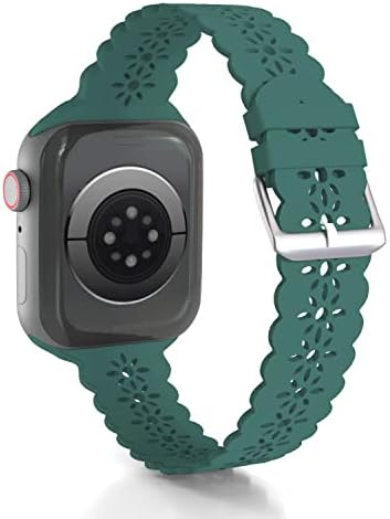 Силиконов каучук с дантела Ginkgonut, съвместим с каишка на Apple Watch 38 мм, 40 мм 41 мм, женски Тънък, дишащ спортен