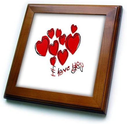 3dRose Сърца на Св. Валентин обичам те в поздравителна рамка (ft-375782-1)