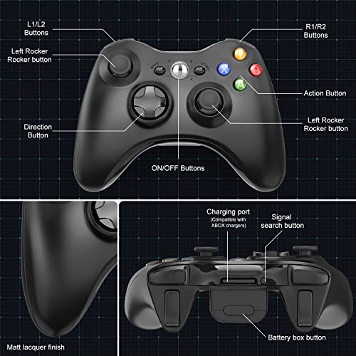 Безжичен контролер ASTARRY, съвместим с Xbox 360, игра контрольор 2,4 Ghz, Геймпад, Джойстика, Съвместим с PC, за Xbox
