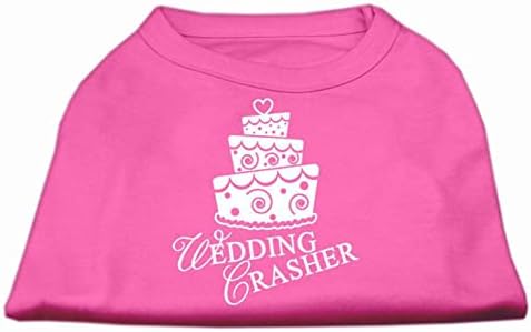 Тениска с Трафаретным Принтом Mirage Pet Products Wedding Crasher за домашни любимци, Голяма, Ярко-Розова