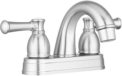 Дизайнерски смесител за баня Dura Faucet АВТОБУСА с Дугообразным изливом с две дръжки (Матиран сатинированный никел)
