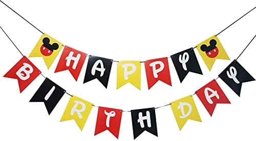 Банер Mouse Happy Birthday - Украса за парти на тема мишката - идеален за бебешки принадлежности за рожден Ден