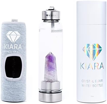 Бутилка за еликсир на Kiara Crystal | Бутилка за вода от естествен скъпоценен камък на 16 унции за приготвяне на Скъпоценната