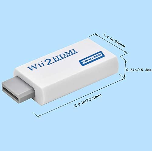 Видео адаптер RuiPuo Wii to HDMI Конвертор Output с аудиовыходом 3,5 мм, поддържа всички режими на показване на Wii, осигурява