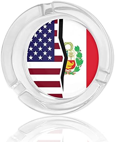 Стъклени Пепелници с Американски и познат на перуанската Флага, Кръгла Пепелник, Сладко Симпатично Титуляр